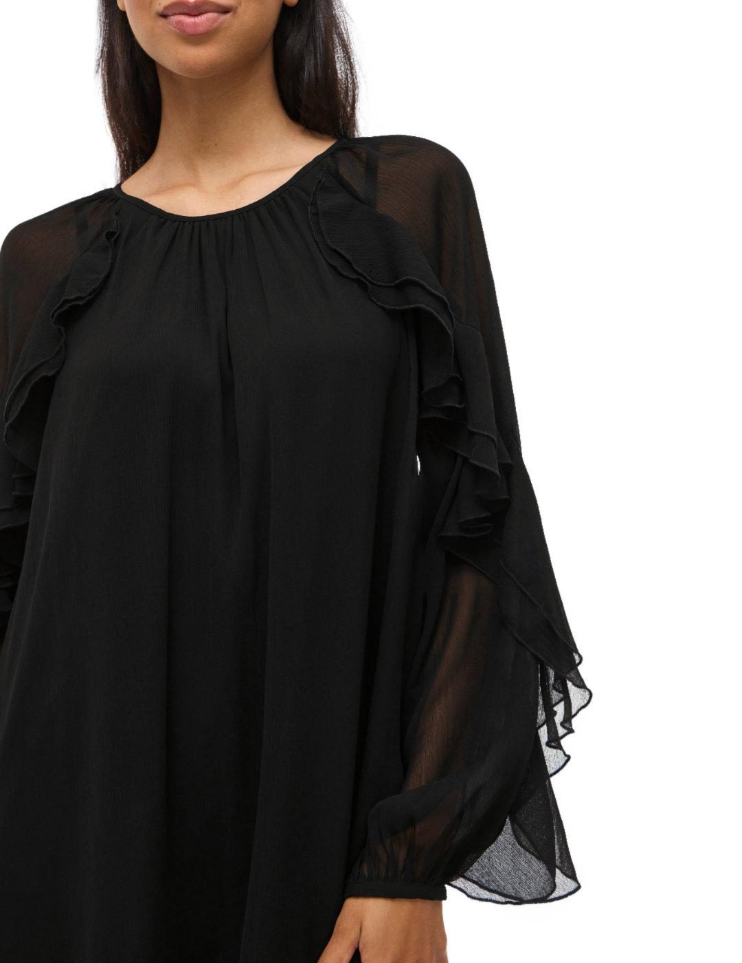 Vestido Vila Binna con volantes negro para mujer