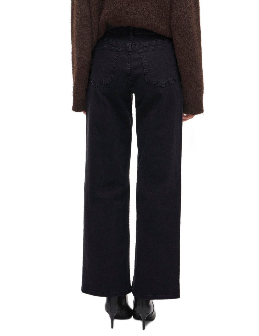 Pantalón Vila Lorie negro wide leg bolsillos para mujer