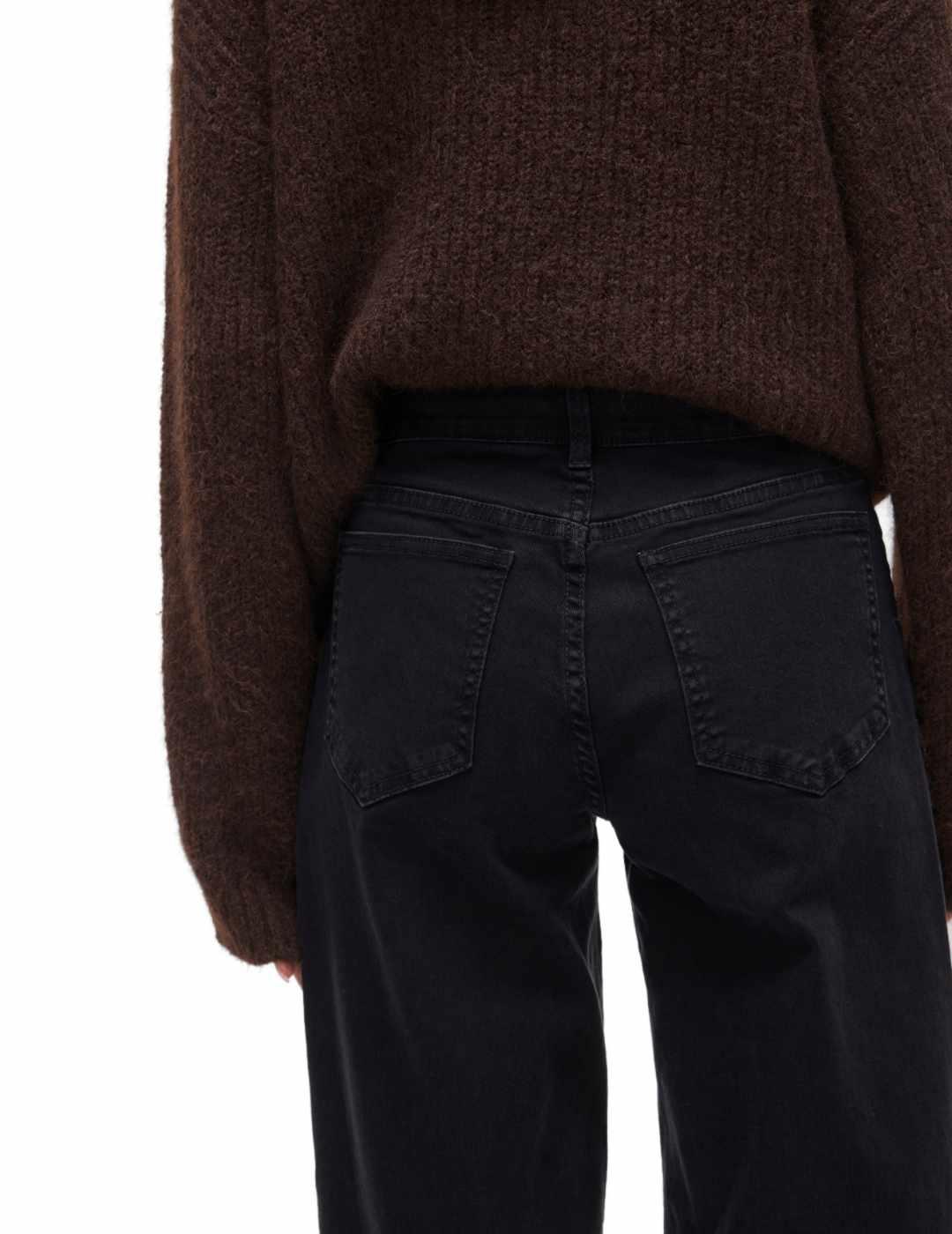 Pantalón Vila Lorie negro wide leg bolsillos para mujer