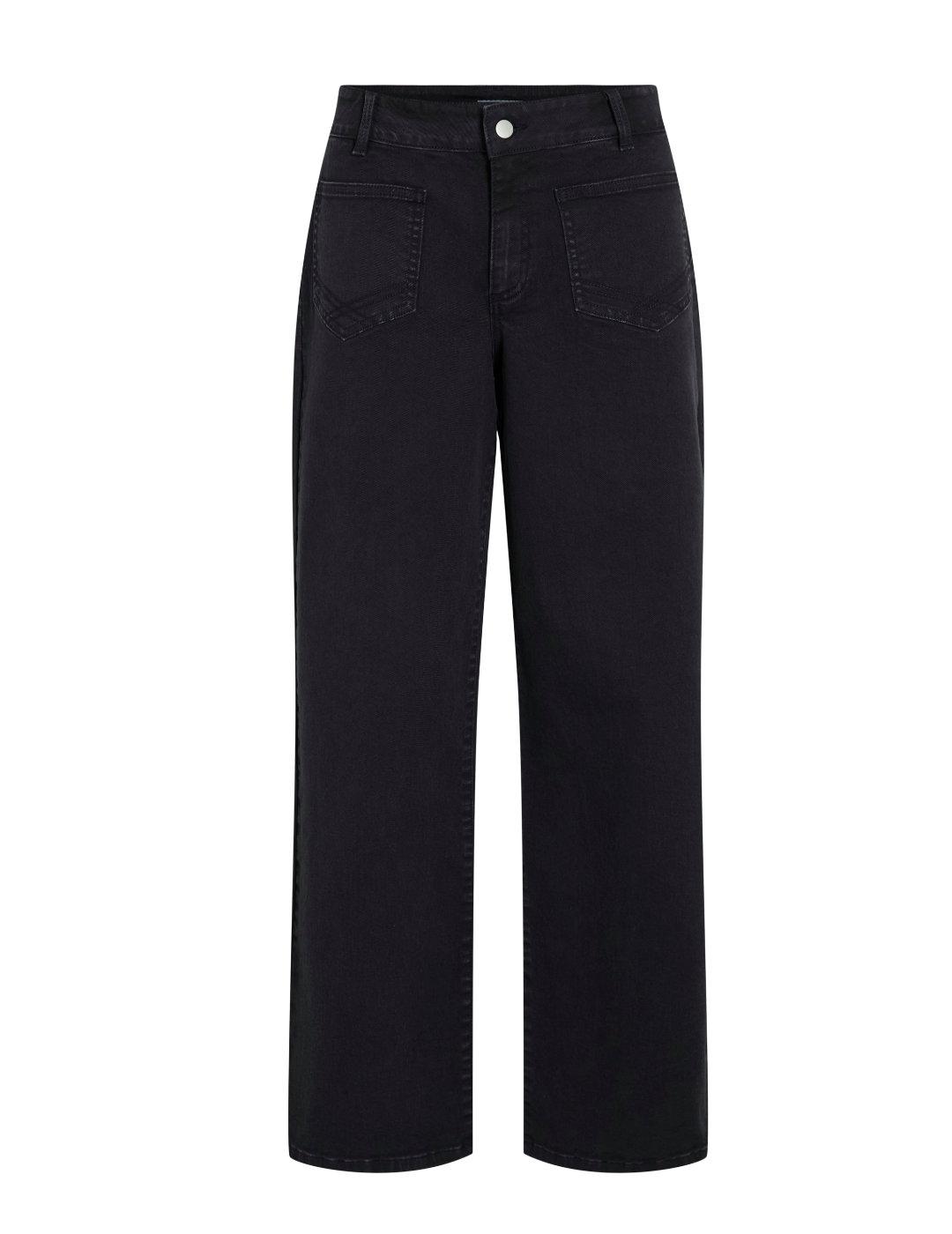Pantalón Vila Lorie negro wide leg bolsillos para mujer