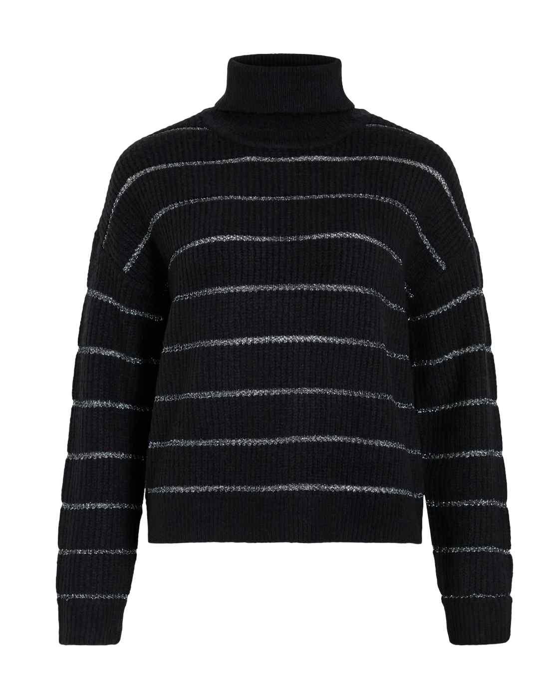 Jersey Vila Zaza negro rayas cuello vuelto para mujer