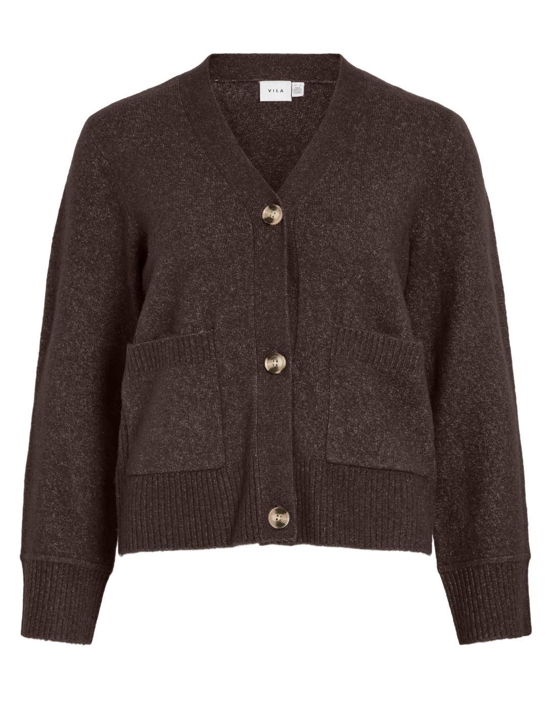 Cárdigan Vila Miraz marrón punto cuello pico de mujer