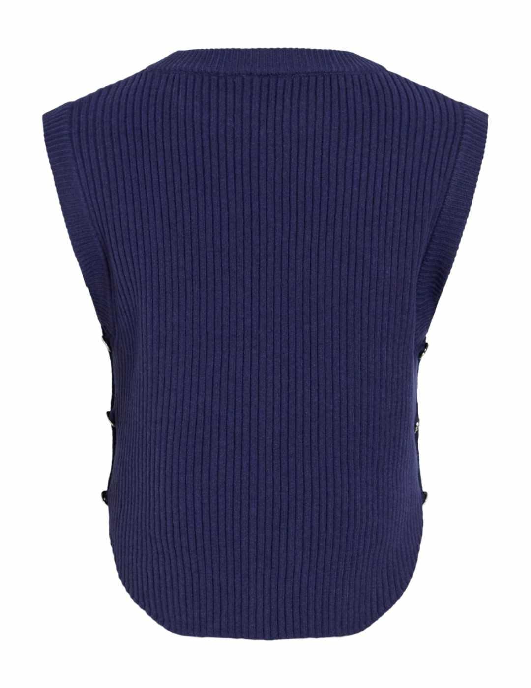 Suéter Vila Bashy azul sin mangas de punto para mujer