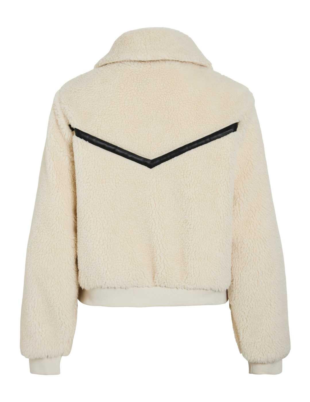 Chaqueta Vila Tedina beige borreguito oversize para mujer