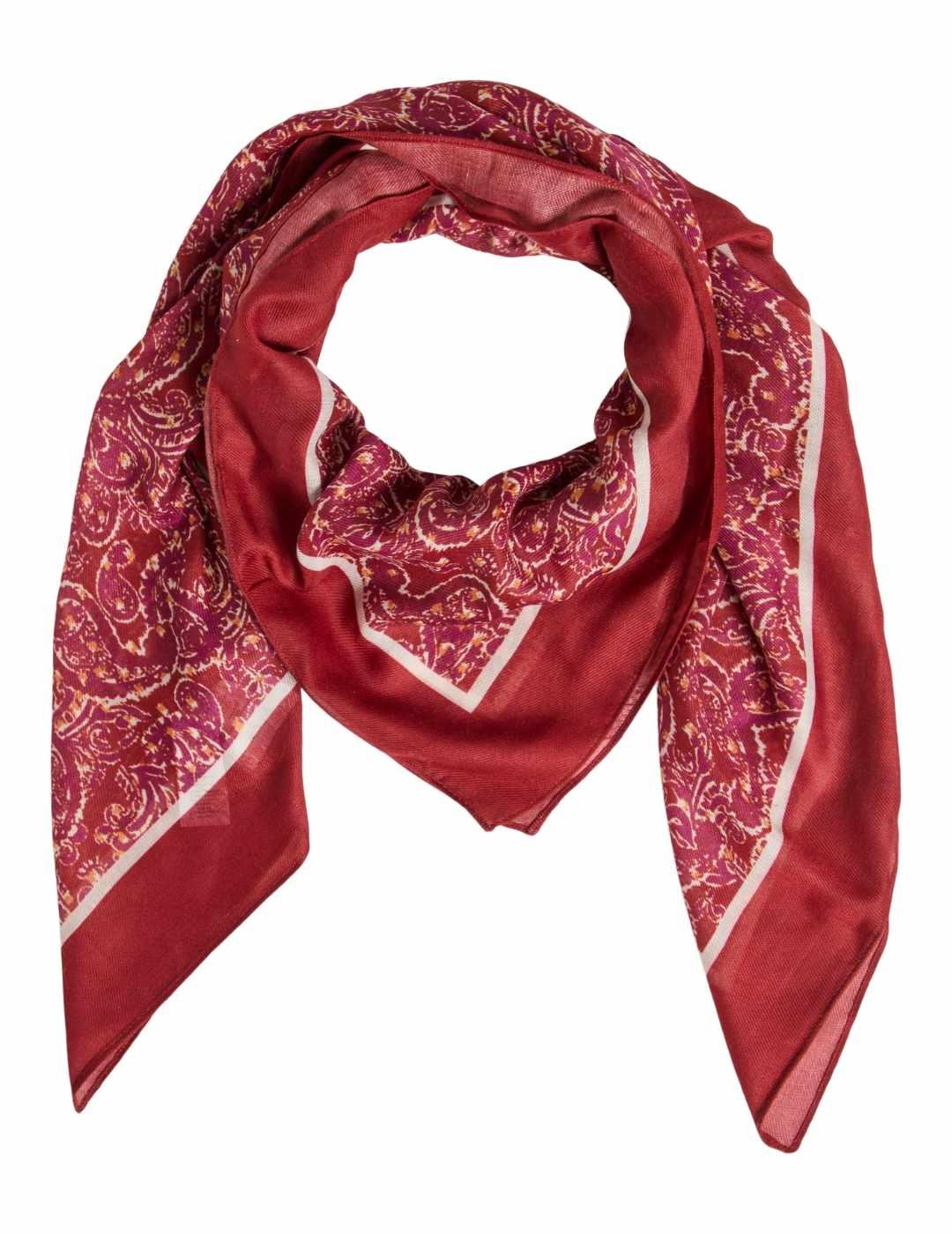 Pañuelo Vila Milla granate estampado paisley para mujer