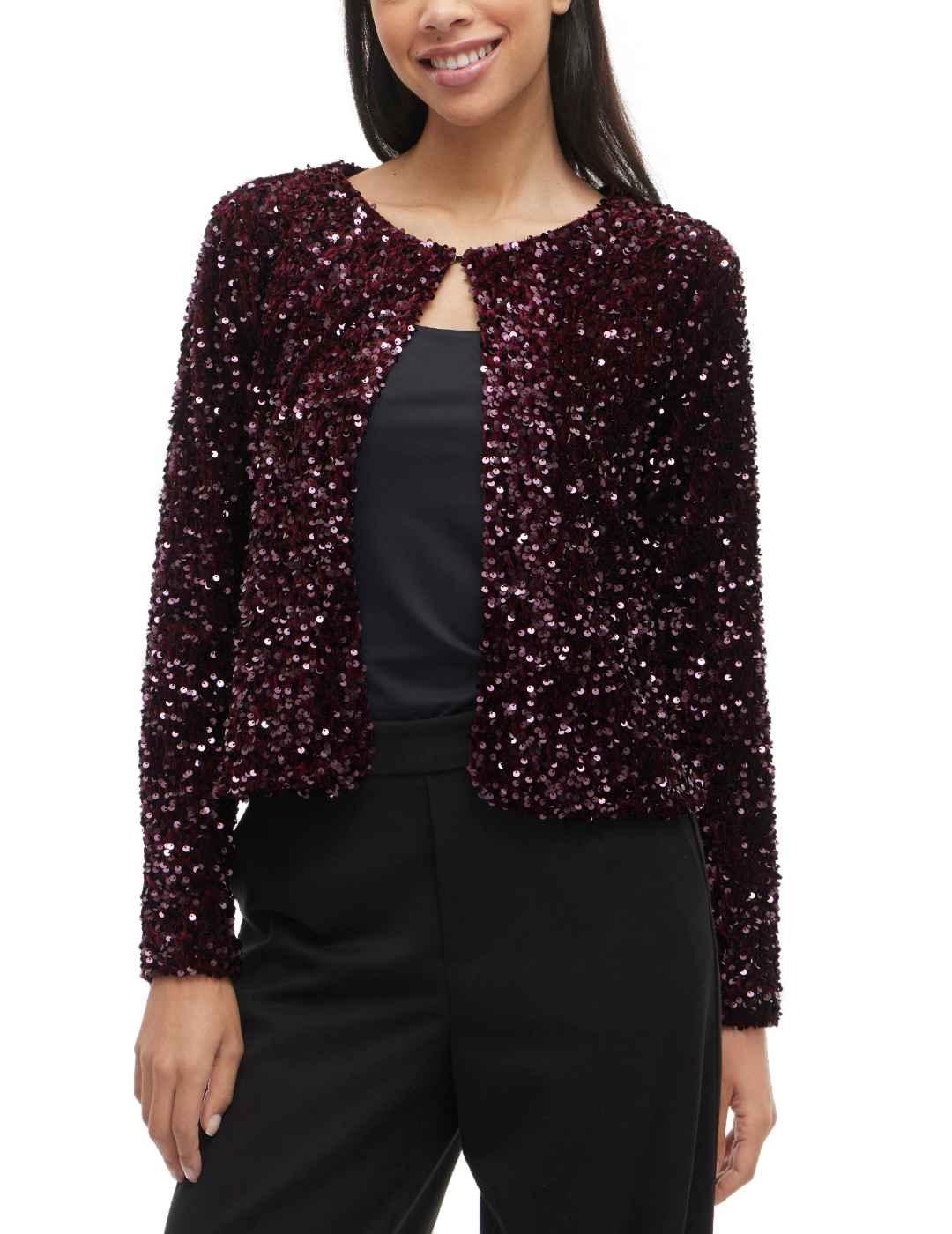 Cárdigan Vila Faith granate lentejuelas para mujer