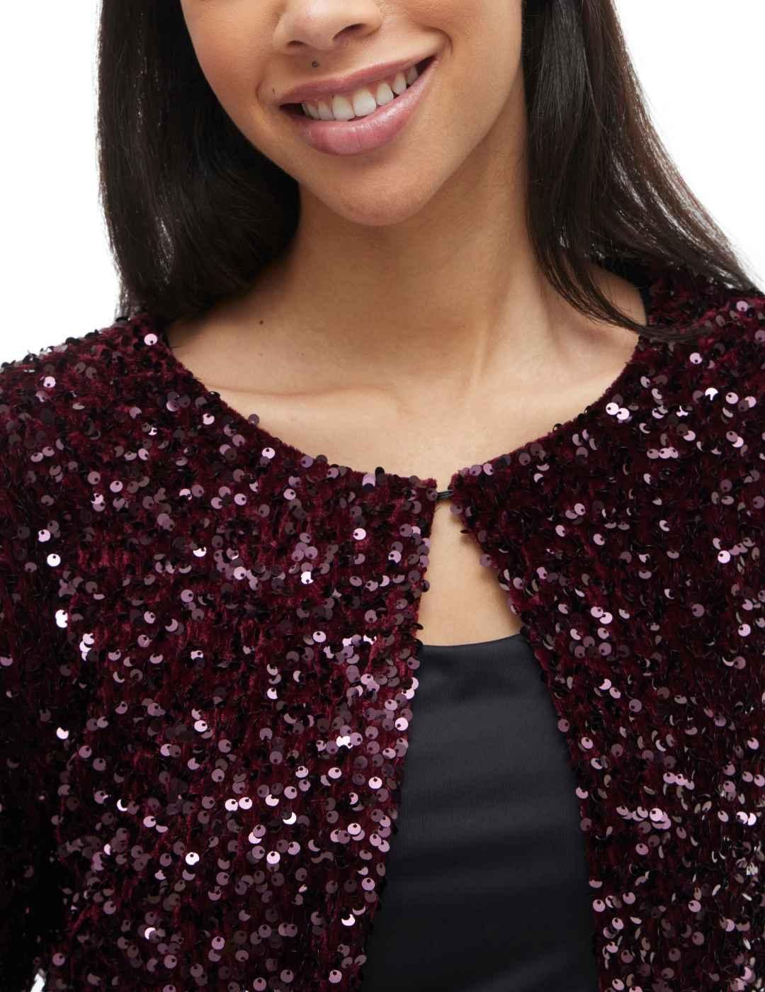 Cárdigan Vila Faith granate lentejuelas para mujer