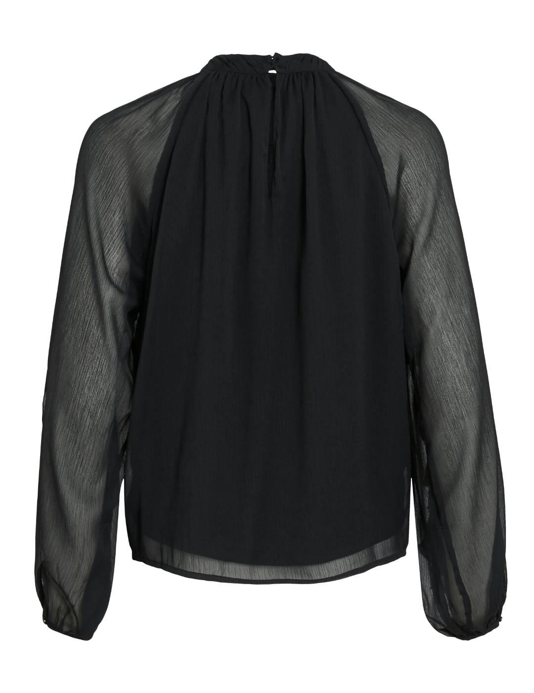 Blusa Vila Binna negra transparencias mangas para mujer