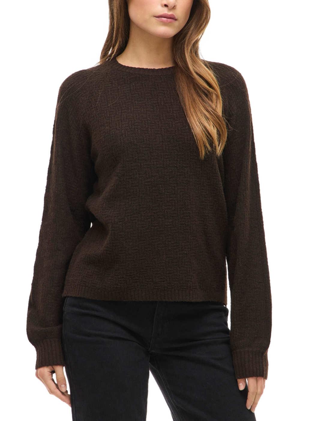 Jersey Vila Vilas marrón punto manga abullonada para mujer