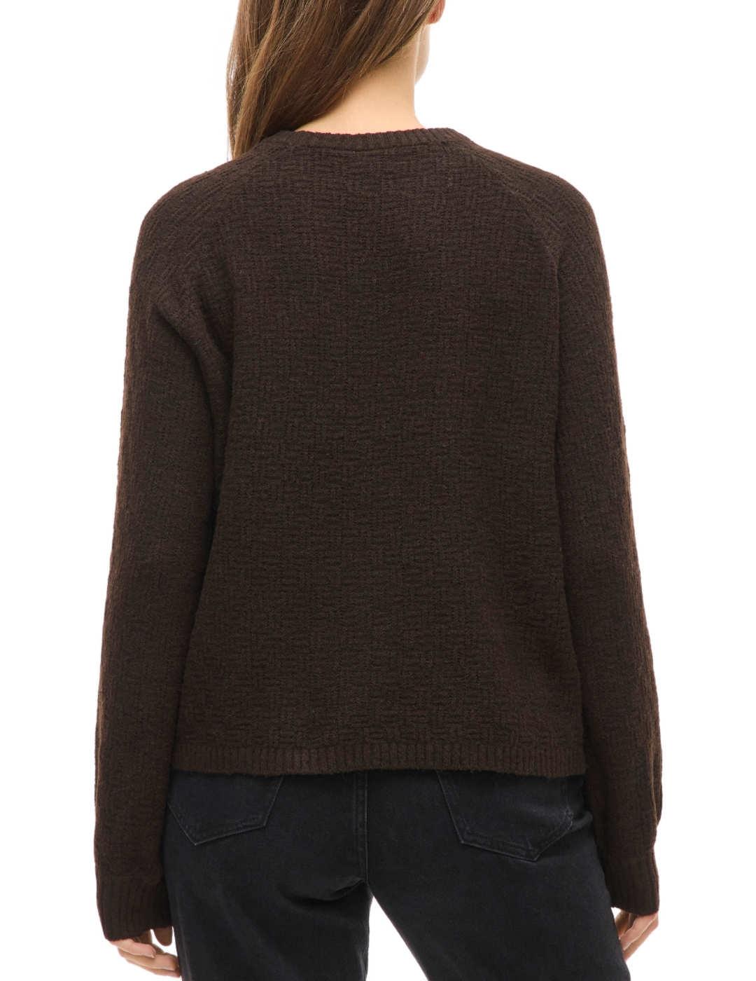 Jersey Vila Vilas marrón punto manga abullonada para mujer