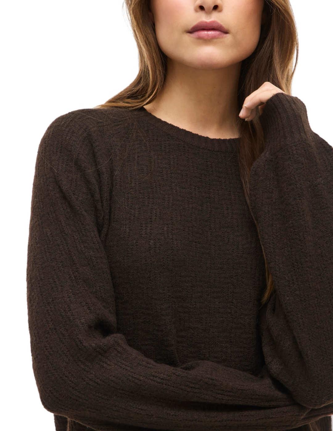 Jersey Vila Vilas marrón punto manga abullonada para mujer