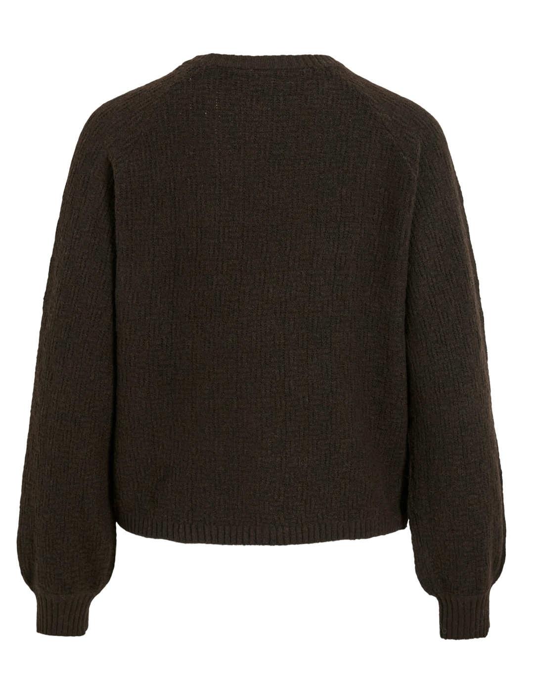 Jersey Vila Vilas marrón punto manga abullonada para mujer