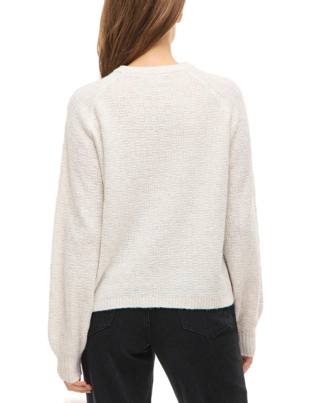 Jersey Vila beige punto manga abullonada para mujer