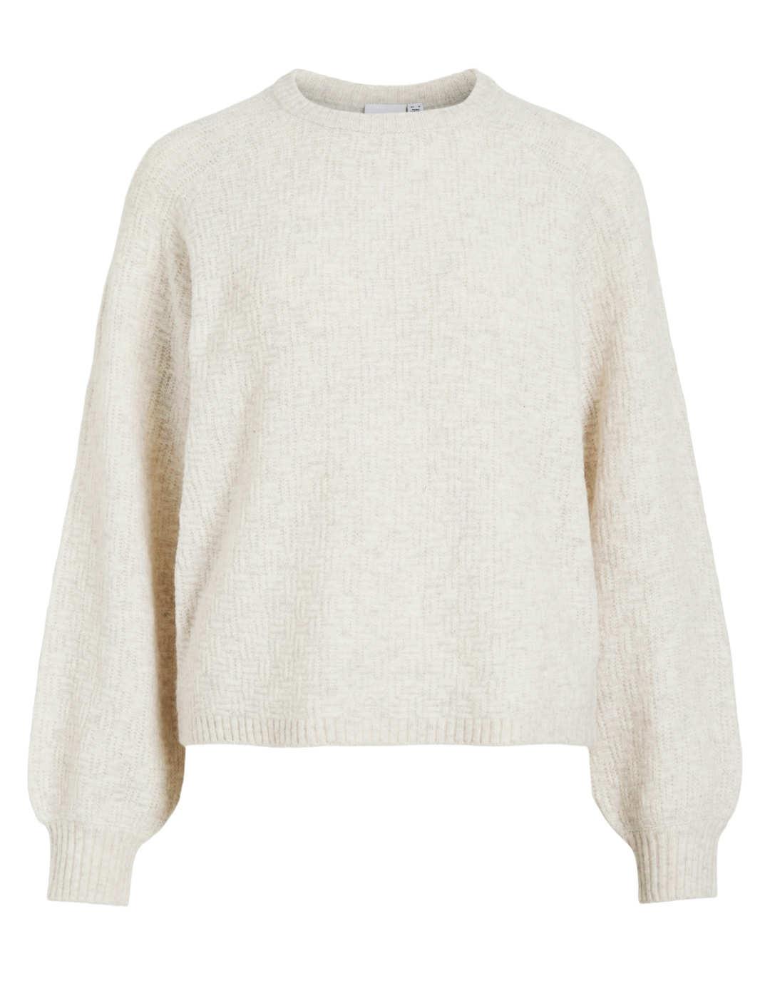 Jersey Vila beige punto manga abullonada para mujer