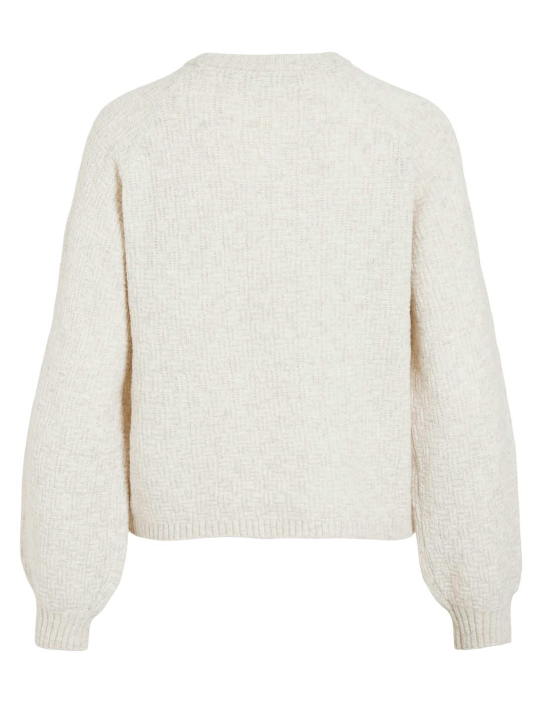 Jersey Vila beige punto manga abullonada para mujer