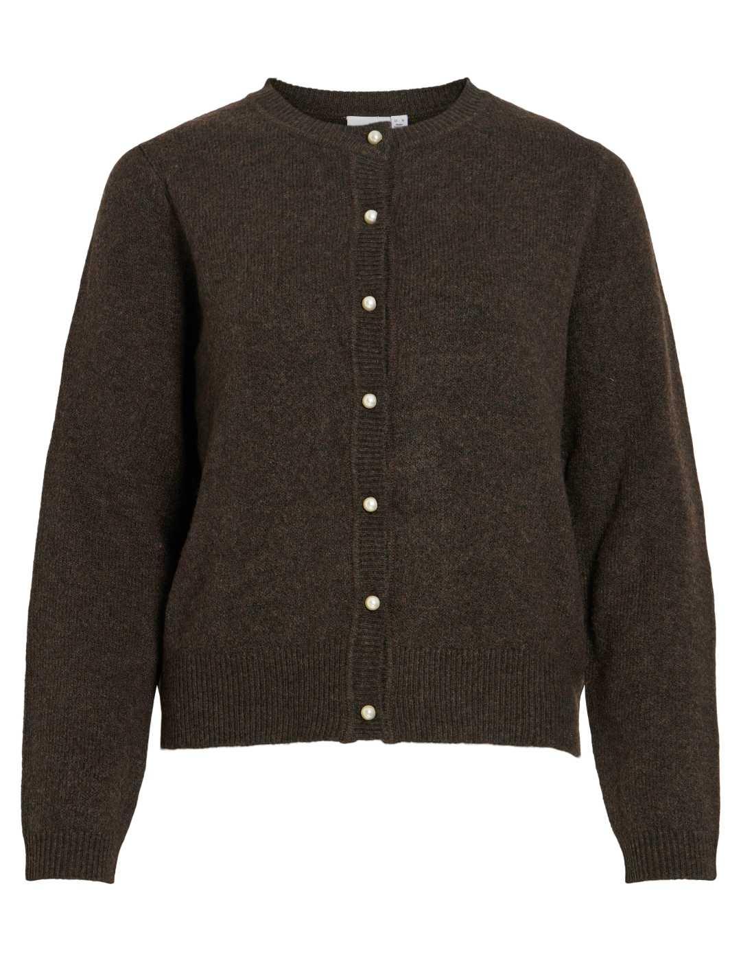 Cárdigan Vila Salsa marrón punto manga larga de mujer