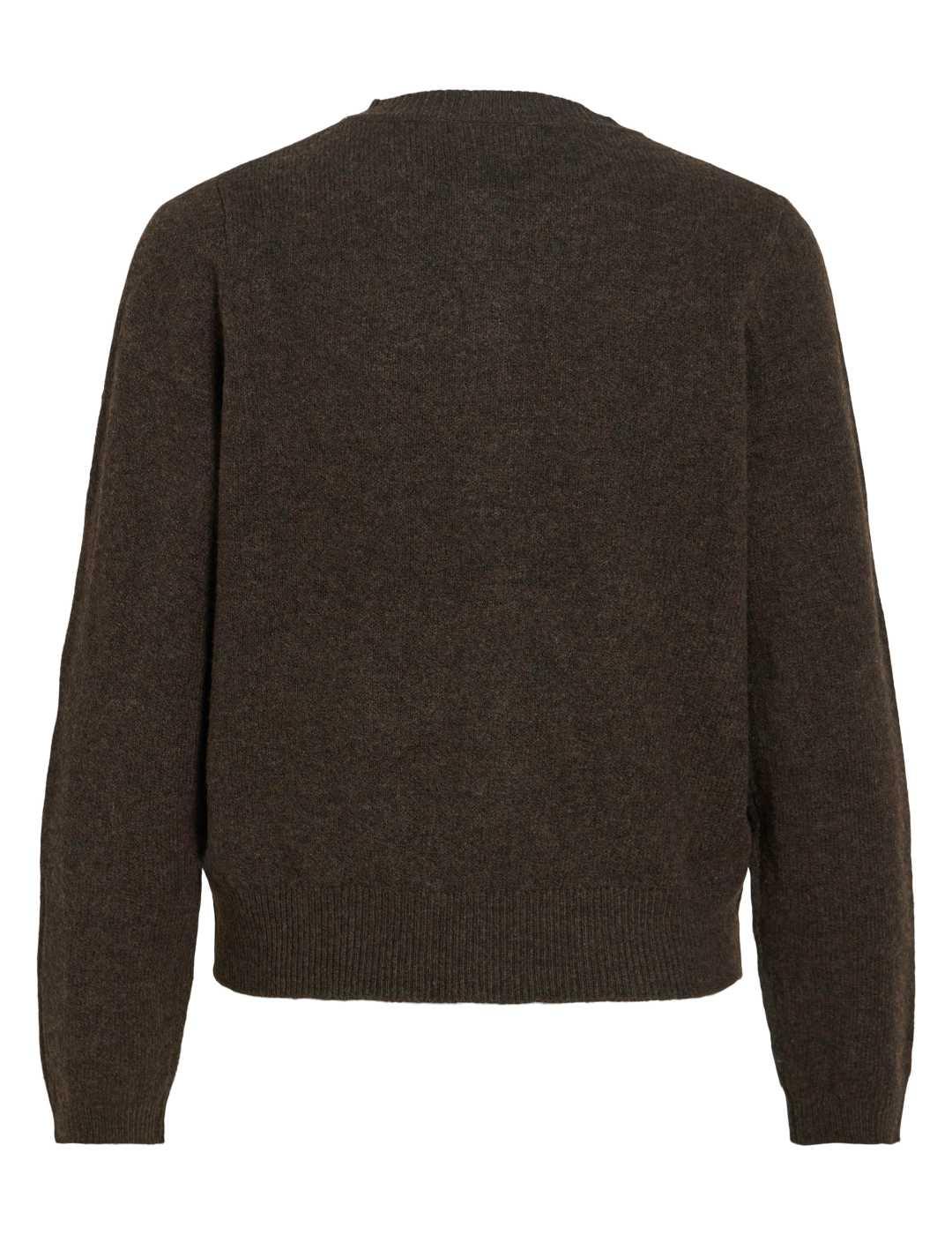 Cárdigan Vila Salsa marrón punto manga larga de mujer