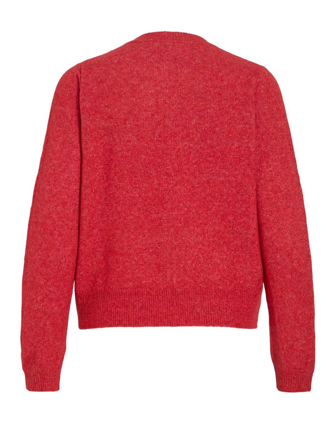 Cárdigan Vila Salsa coral punto manga larga de mujer