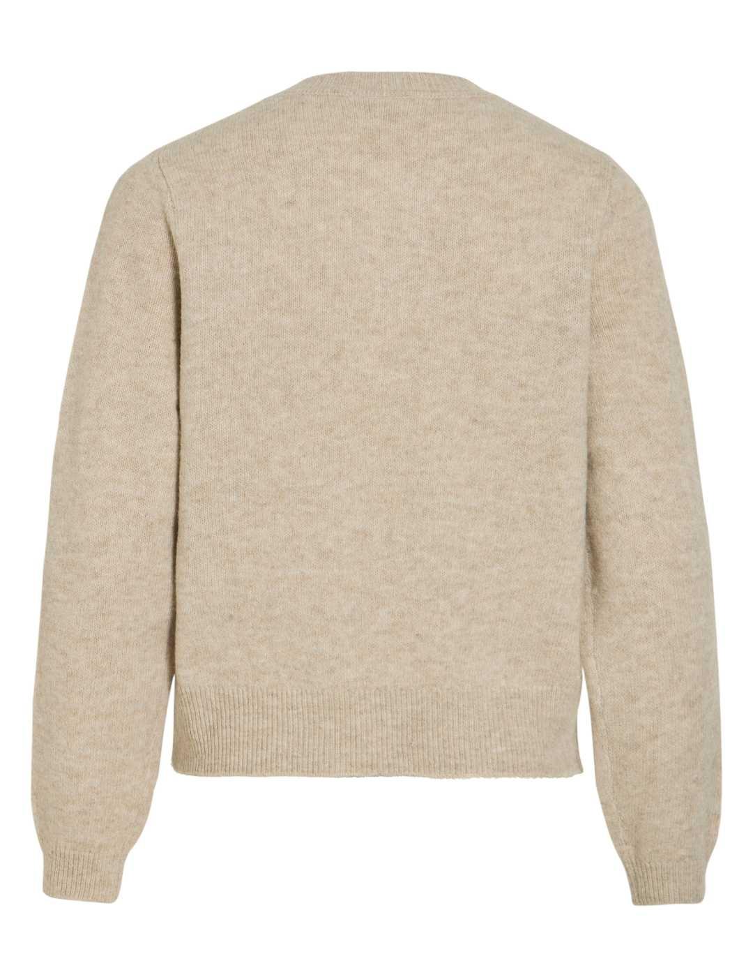 Cárdigan Vila Salsa beige punto manga larga de mujer