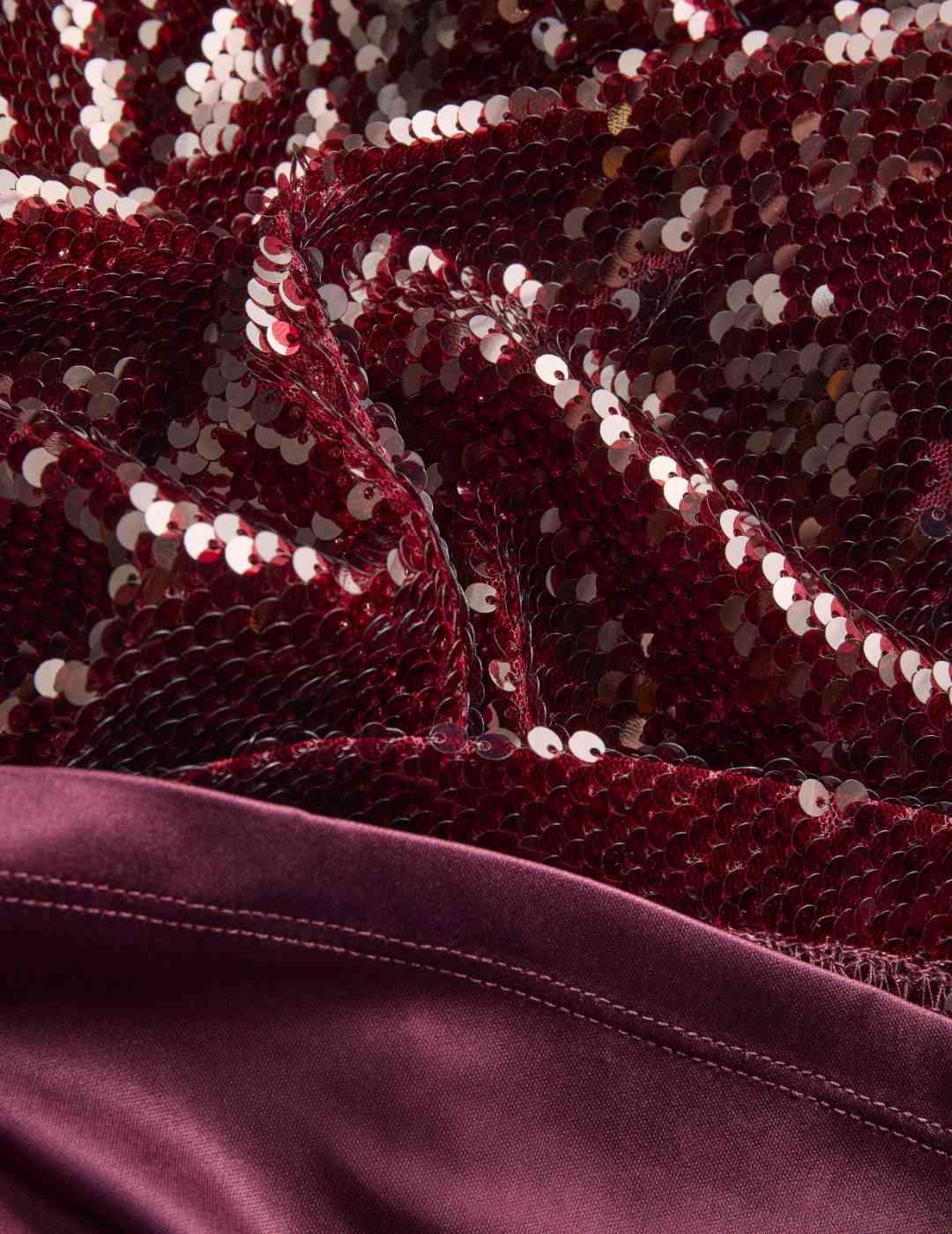 Vestido JJXX Sia granate lentejuelas corto para mujer