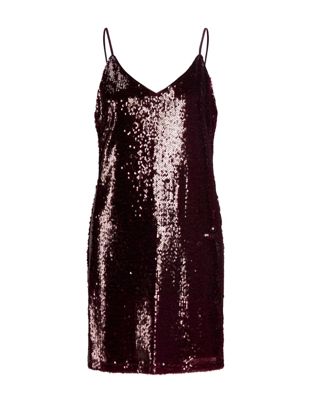 Vestido JJXX Sia granate lentejuelas corto para mujer