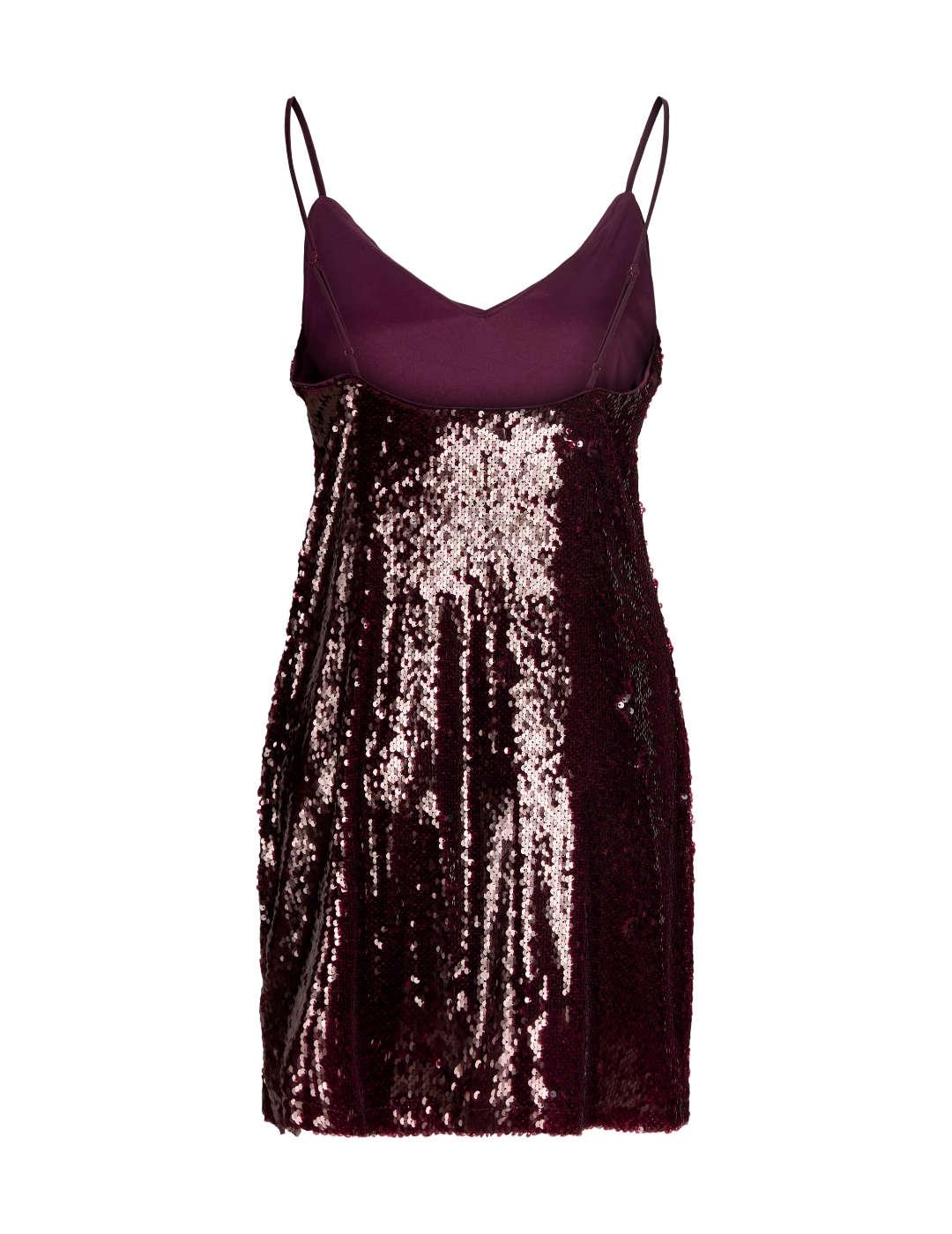 Vestido JJXX Sia granate lentejuelas corto para mujer