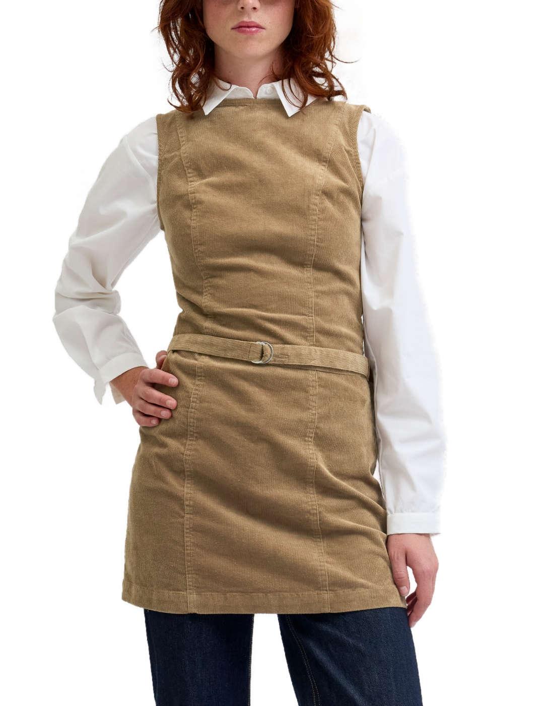 Vestido JJXX Gelly pichi camel pana corto para mujer