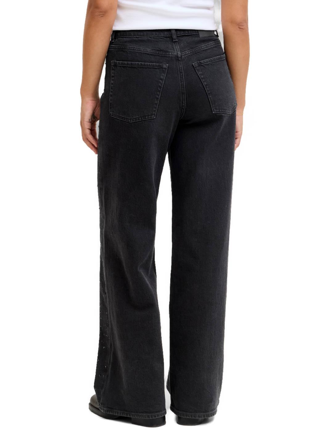 Pantalón JJXX Tokyo negro detalle strass para mujer