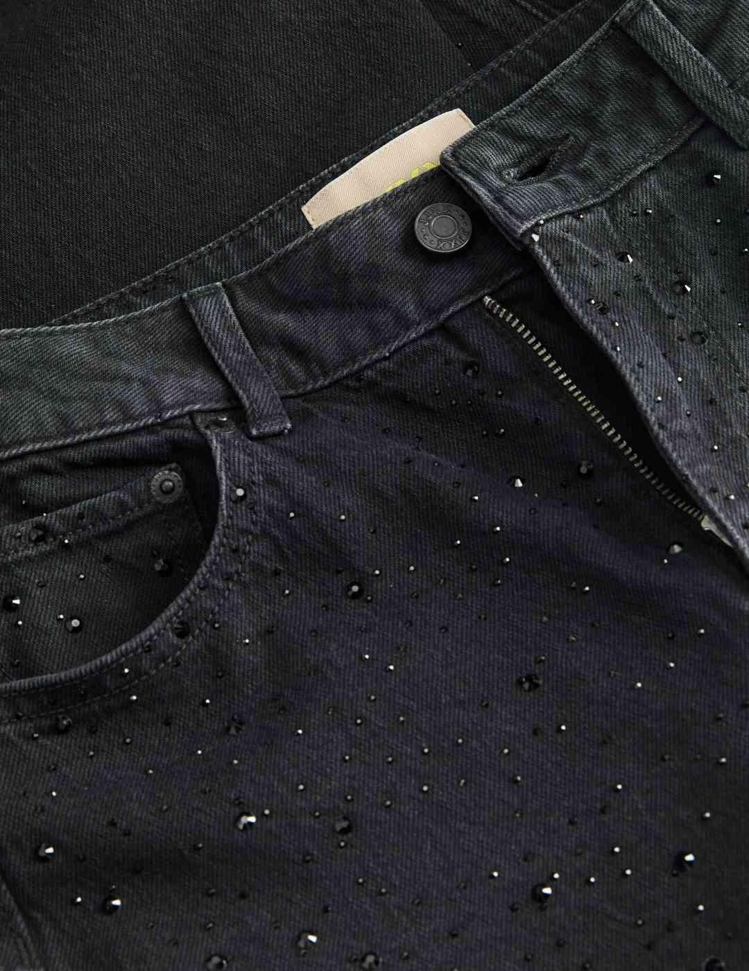 Pantalón JJXX Tokyo negro detalle strass para mujer