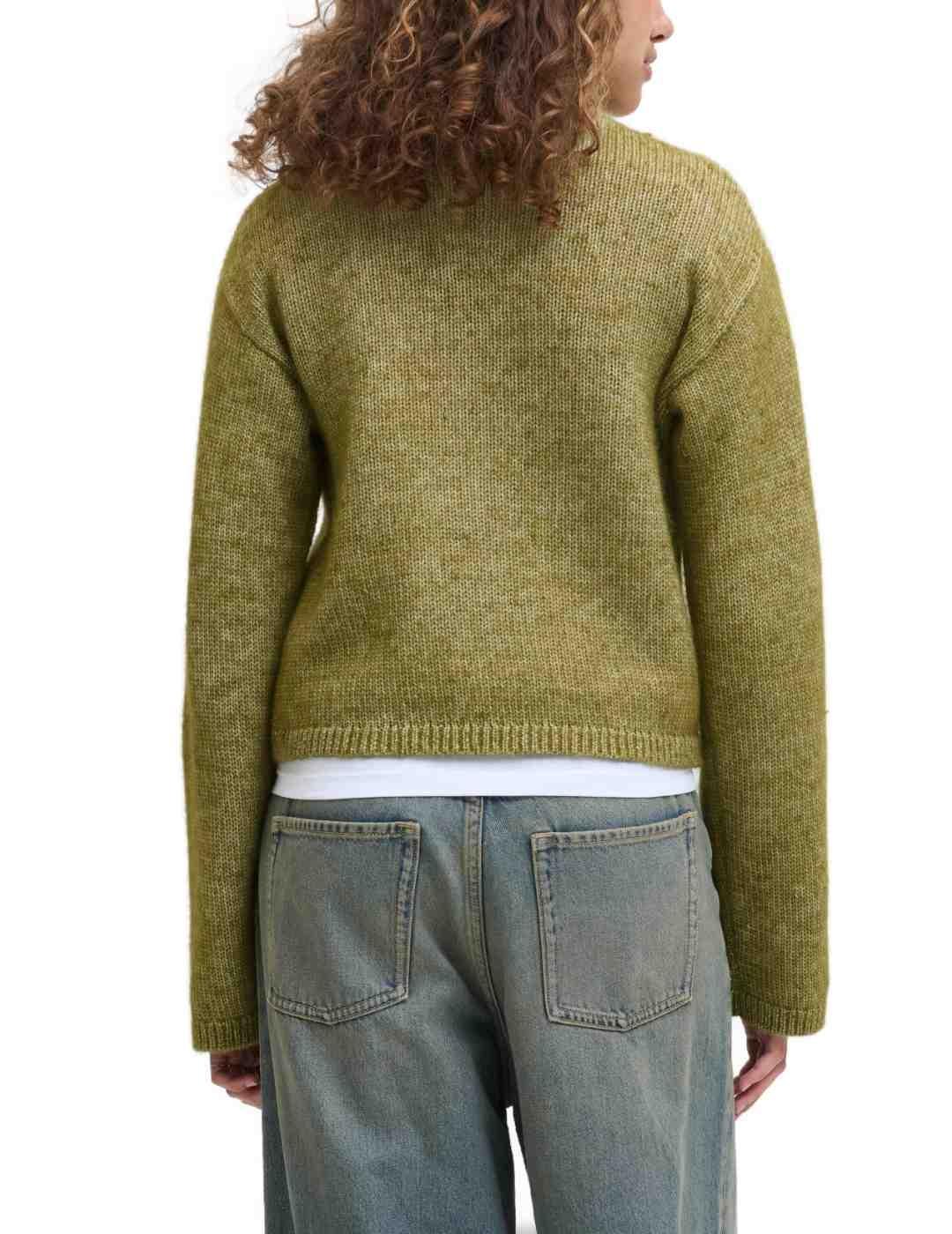 Jersey JJXX Rosanna verde punto cuello alto para mujer