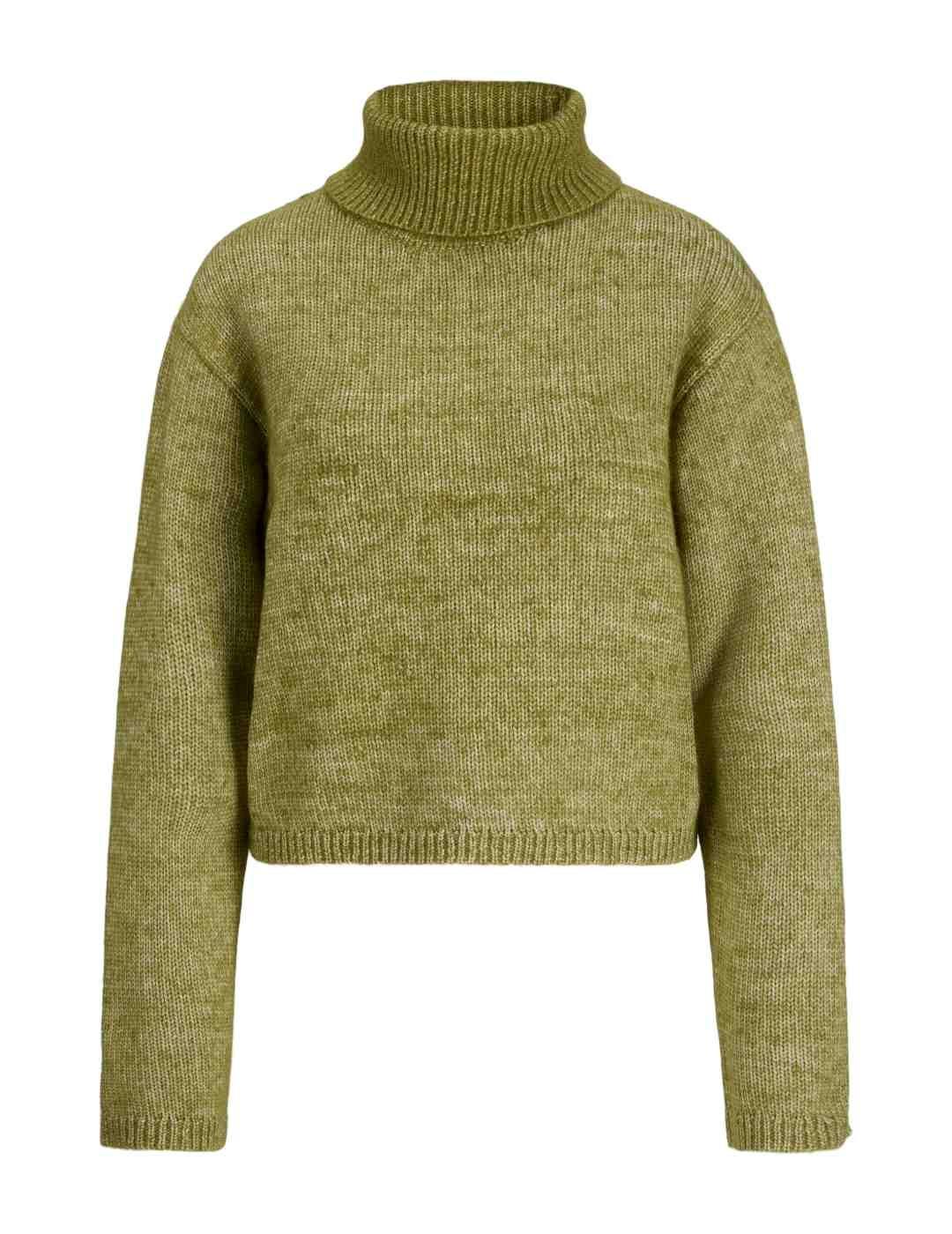 Jersey JJXX Rosanna verde punto cuello alto para mujer