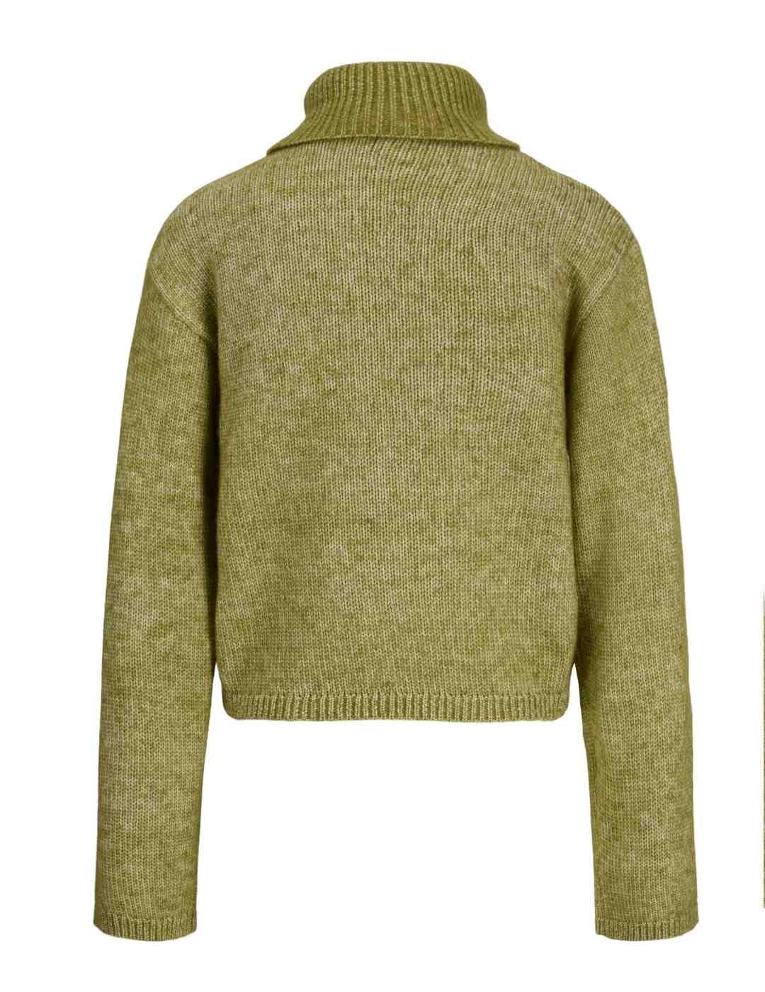 Jersey JJXX Rosanna verde punto cuello alto para mujer
