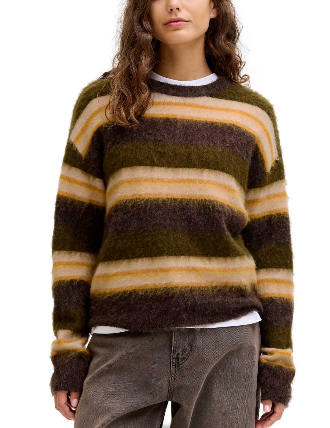 Jersey JJXX Marcia marrón rayas punto suave para mujer