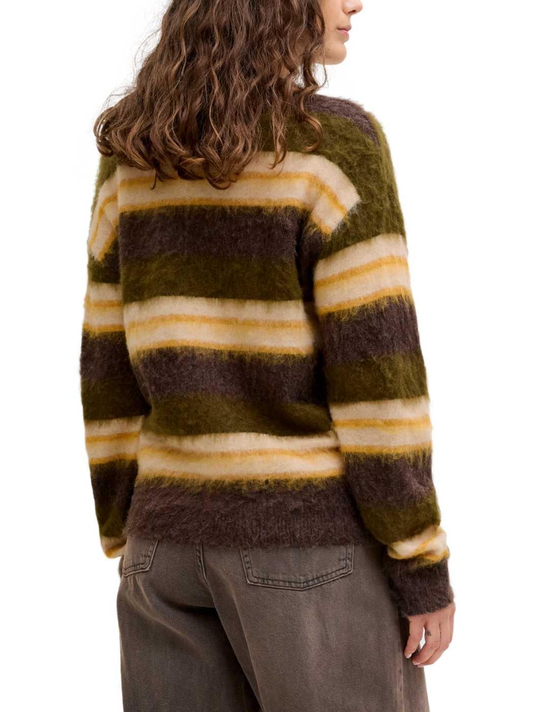 Jersey JJXX Marcia marrón rayas punto suave para mujer