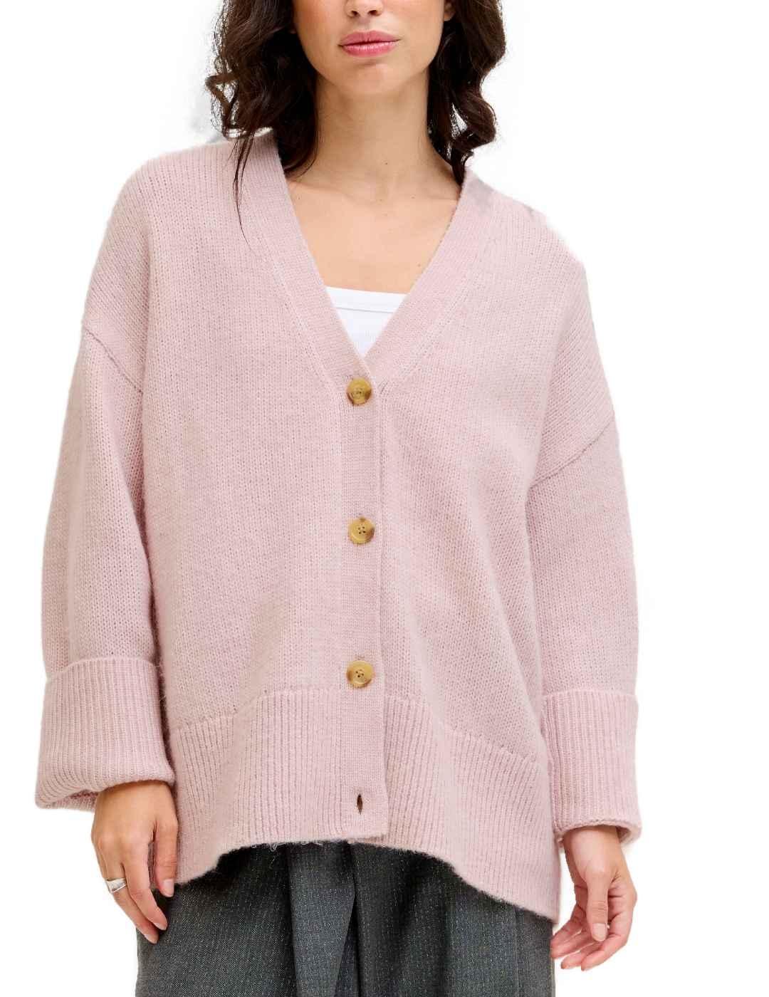 Cárdigan JJXX Rosanna rosa punto oversized para mujer