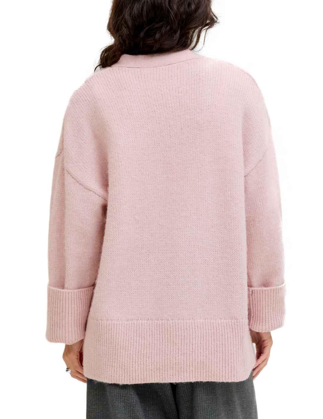 Cárdigan JJXX Rosanna rosa punto oversized para mujer