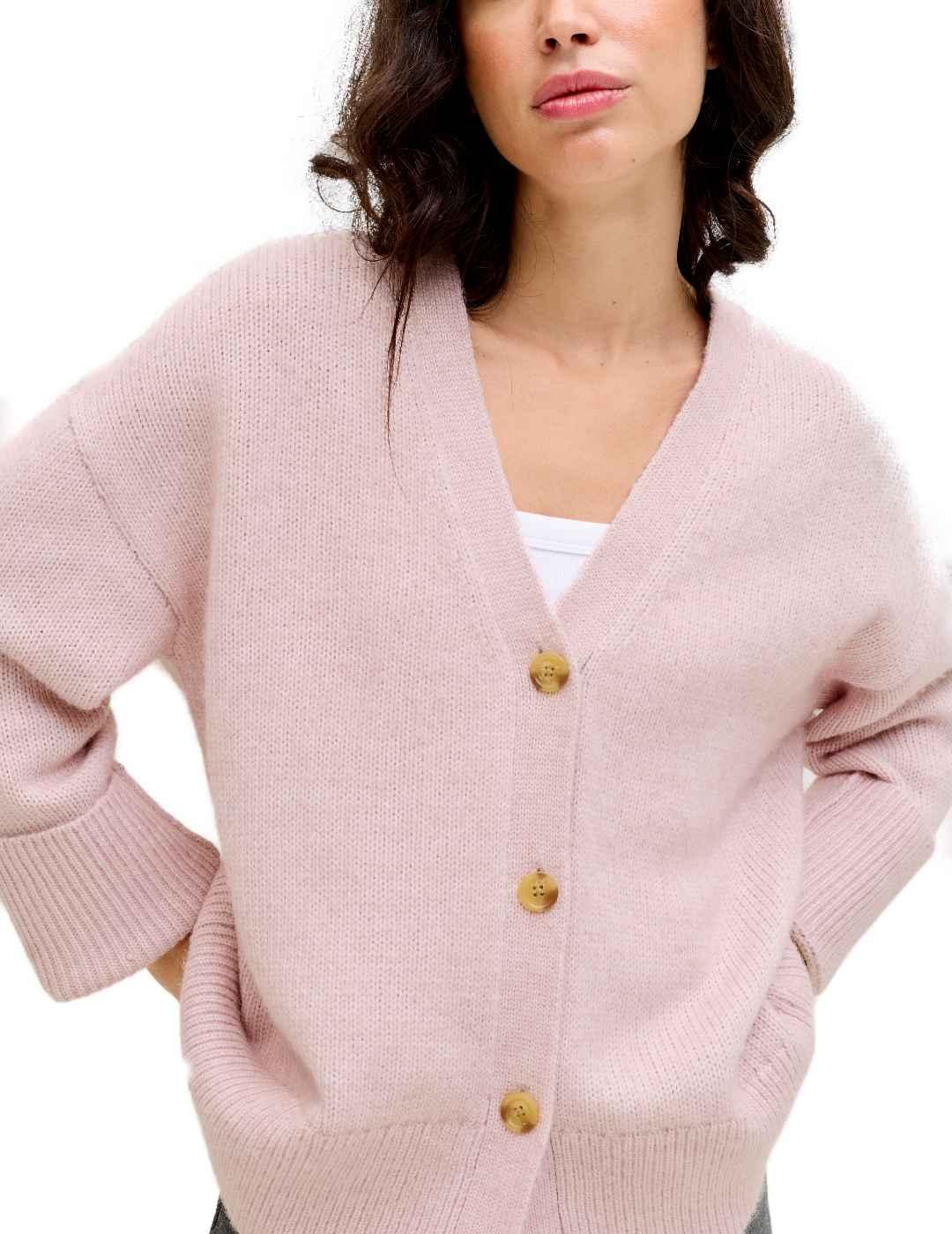 Cárdigan JJXX Rosanna rosa punto oversized para mujer