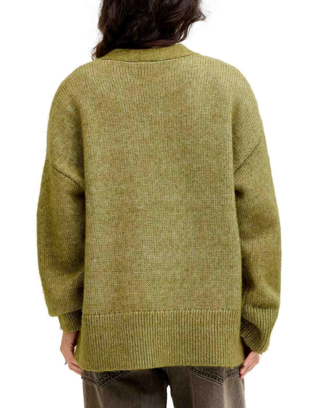 Cárdigan JJXX Rosanna verde oliva punto oversized para mujer
