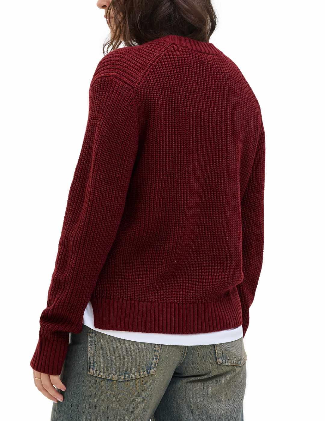 Jersey JJXX Global granate punto grueso para mujer