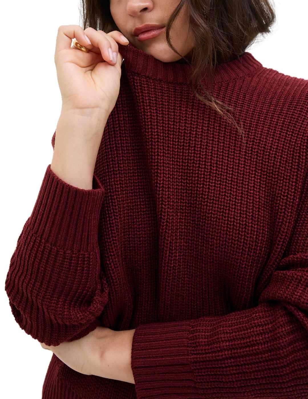 Jersey JJXX Global granate punto grueso para mujer