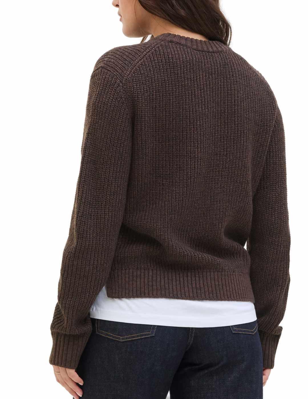 Jersey JJXX Global marrón punto grueso para mujer