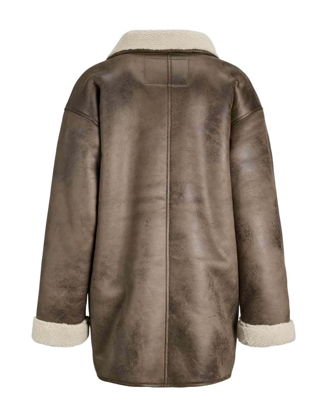 Abrigo JJXX Noelle marrón borreguito holgado para mujer