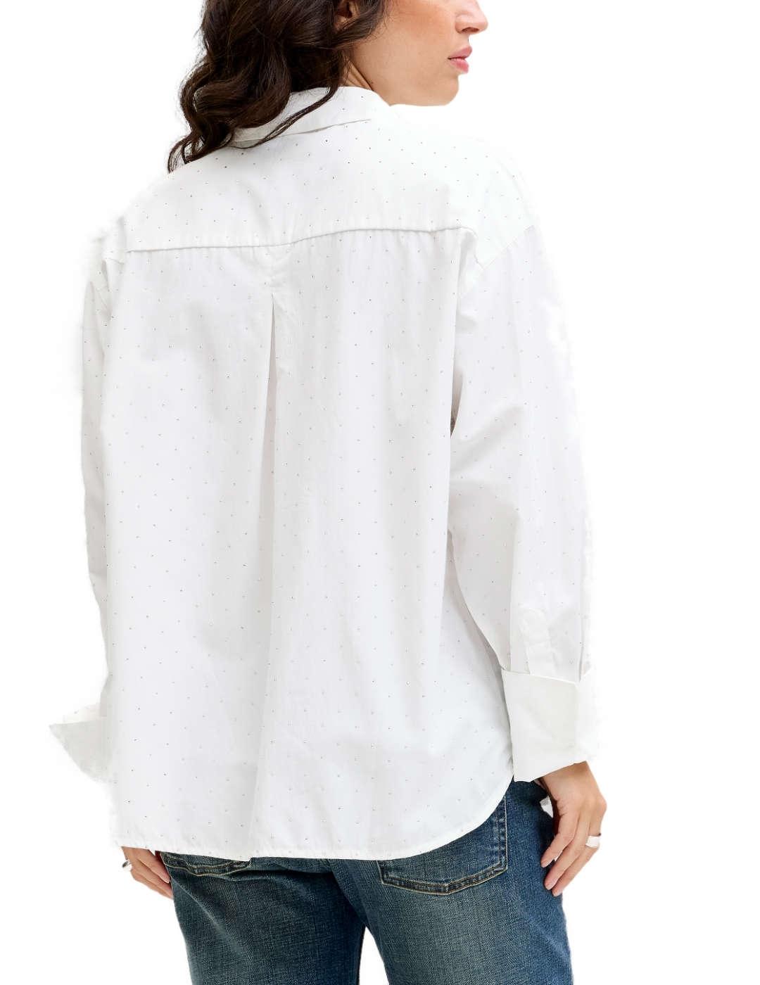Camisa JJXX Bella blanca brillo manga larga de mujer