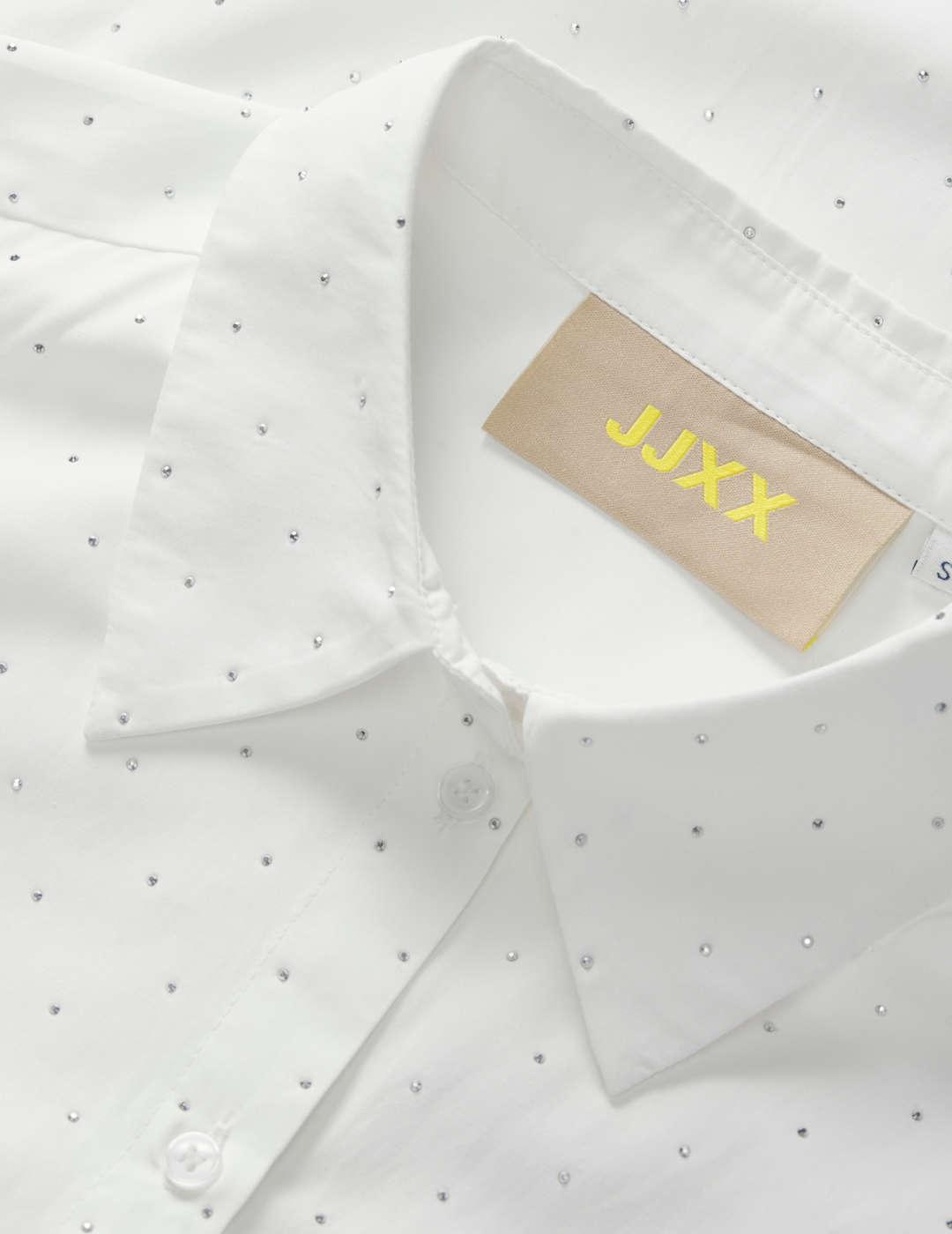 Camisa JJXX Bella blanca brillo manga larga de mujer