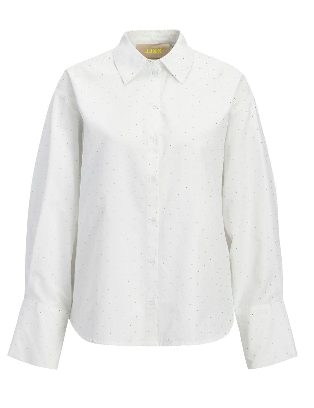 Camisa JJXX Bella blanca brillo manga larga de mujer
