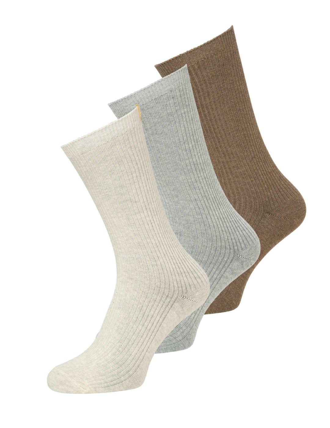 Calcetines JJXX Kayla beige pack3 para mujer-Nh