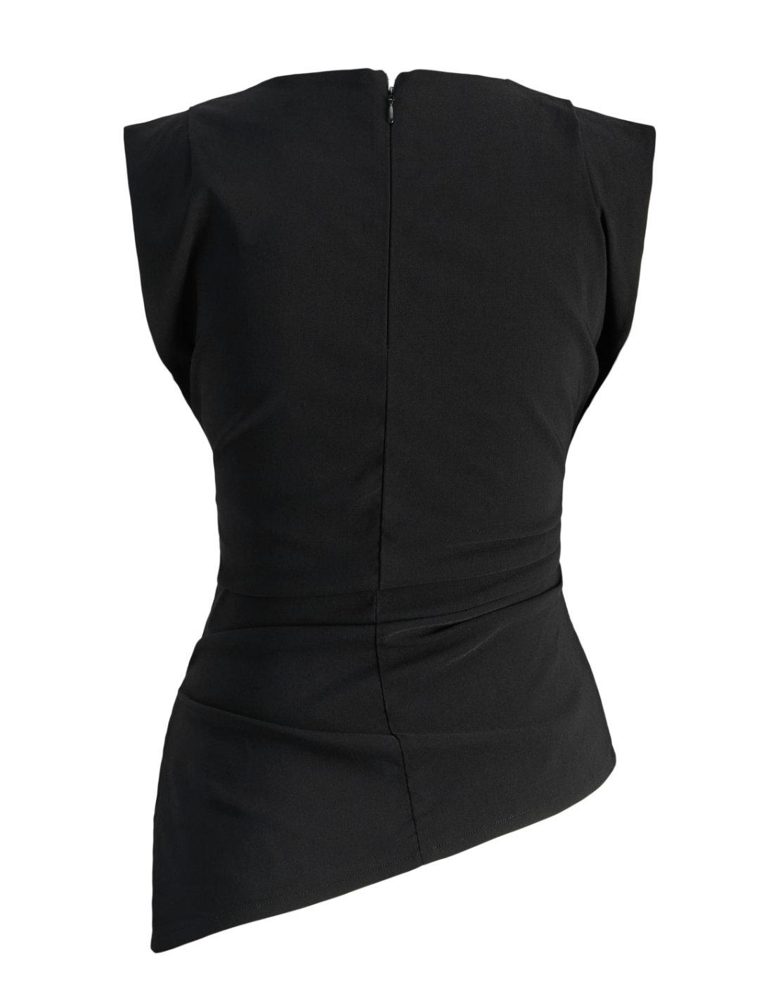 Camiseta JJXX Cat negra tirantes bajo asimétrico de mujer