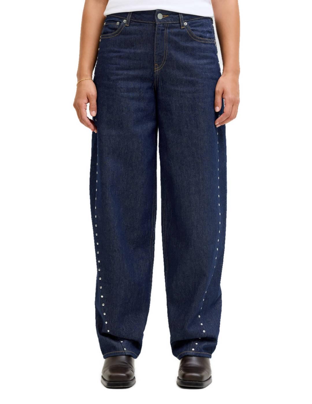 Vaquero JJXX Fuji marino tachuelas straight  para mujer