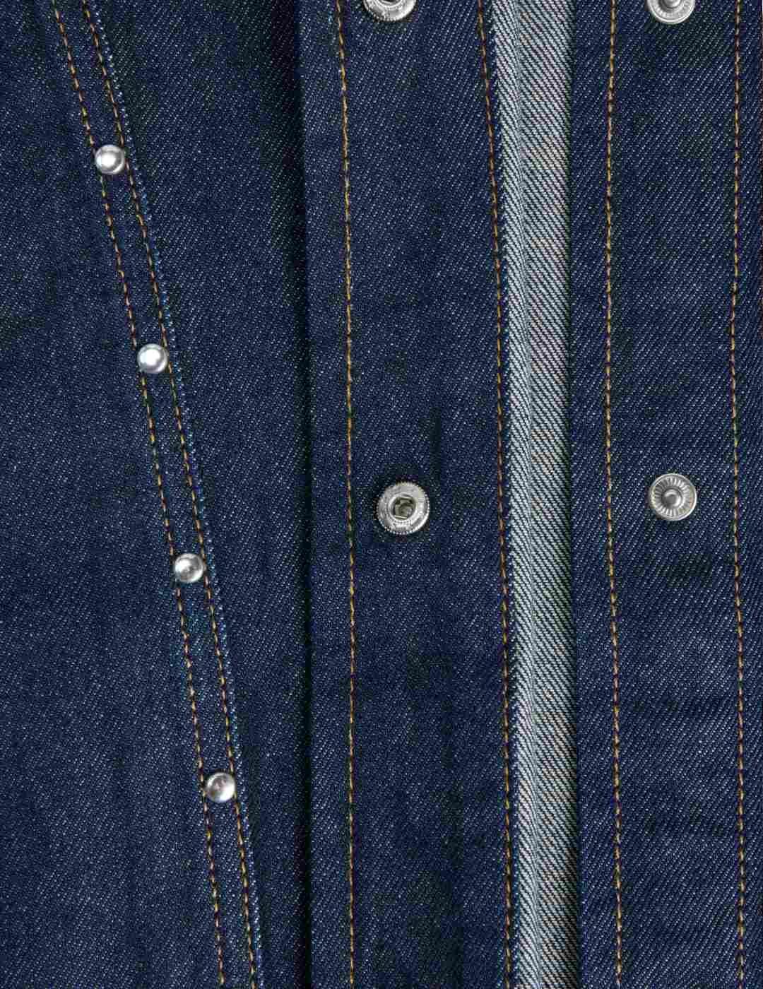 Blusa JJXX Mae manga sisa tachuelas vaquera azul de mujer