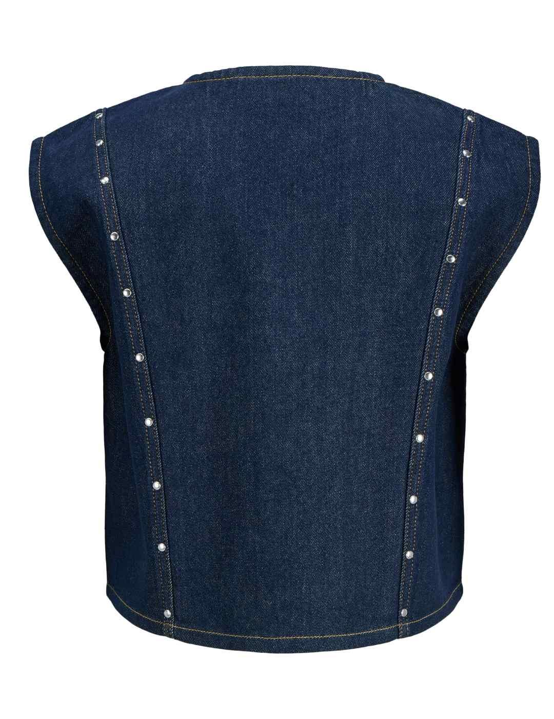 Blusa JJXX Mae manga sisa tachuelas vaquera azul de mujer